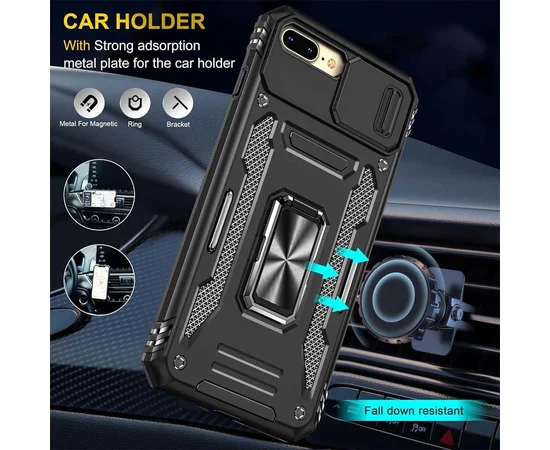 Удароміцний чохол Camshield Army Ring для Apple iPhone 7 plus / 8 plus (5.5") Чорний / Black
