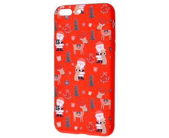 TPU чехол WAVE Fancy для Apple iPhone 7 plus / 8 plus (5.5") Santa Claus and Deer / Red