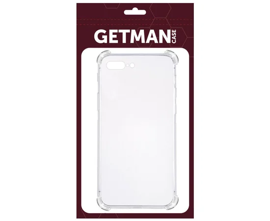 TPU чохол GETMAN Ease logo посилені кути для Apple iPhone 7 plus / 8 plus (5.5 ") Прозорий / Transparent