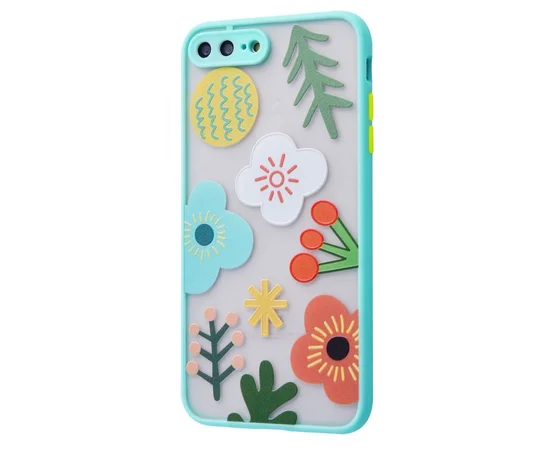 TPU+PC чехол Picture Color Buttons для Apple iPhone 7 plus / 8 plus (5.5") Бирюзовый / Цветы