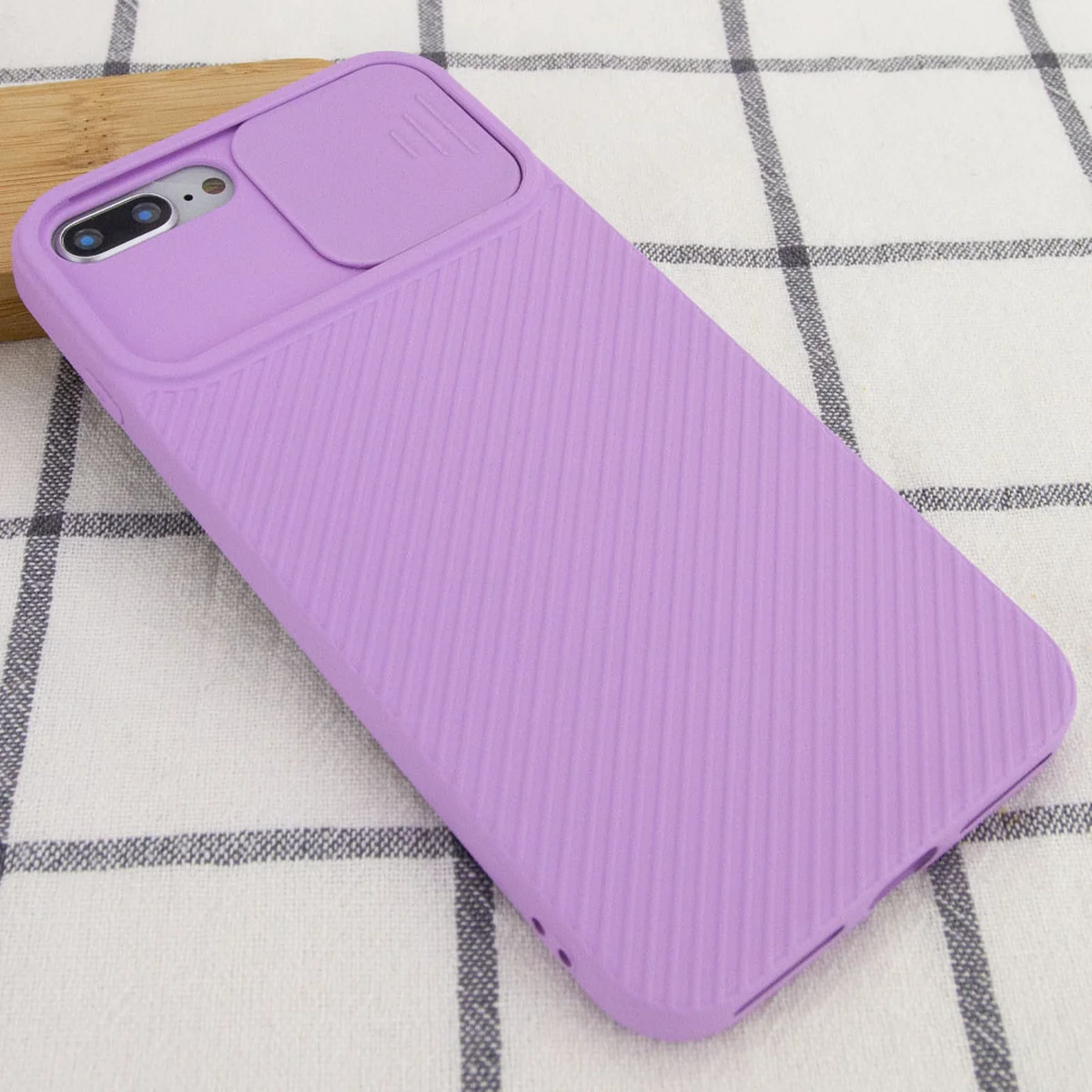 Чехол Camshield Square TPU со шторкой для камеры для Apple iPhone 7 plus / 8 plus (5.5") Сиреневый