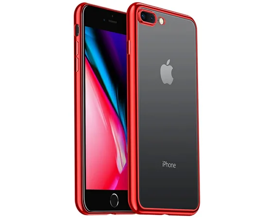Прозрачный силиконовый чехол с глянцевой окантовкой Full Camera для Apple iPhone 7 plus/8 plus (5.5) Красный