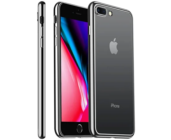 Прозрачный силиконовый чехол с глянцевой окантовкой Full Camera для Apple iPhone 7 plus/8 plus (5.5) Черный