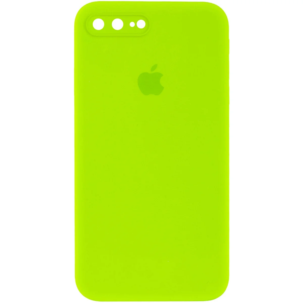 Чехол Silicone Case Square Full Camera Protective (AA) для Apple iPhone 7 plus / 8 plus (5.5") Салатовый / Neon green