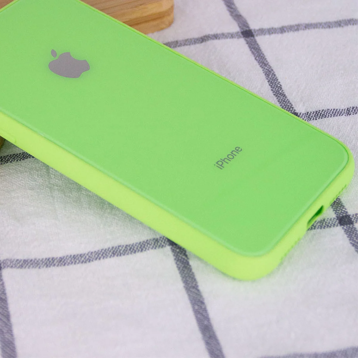 TPU + Glass чохол GLOSSY Logo (opp) для Apple iPhone 7 plus / 8 plus (5.5 ") Салатовий