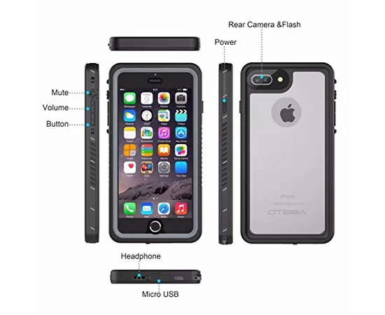 Водонепроницаемый чехол Shellbox для Apple iPhone 6/6s plus / 7 plus / 8 plus (5.5") Черный