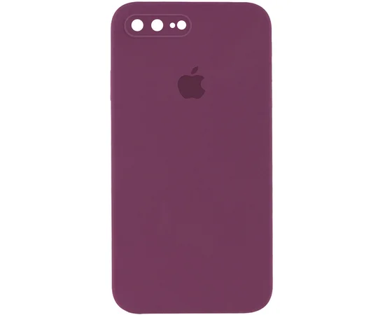 Чехол Silicone Case Square Full Camera Protective (AA) для Apple iPhone 7 plus / 8 plus (5.5") Бордовый / Maroon