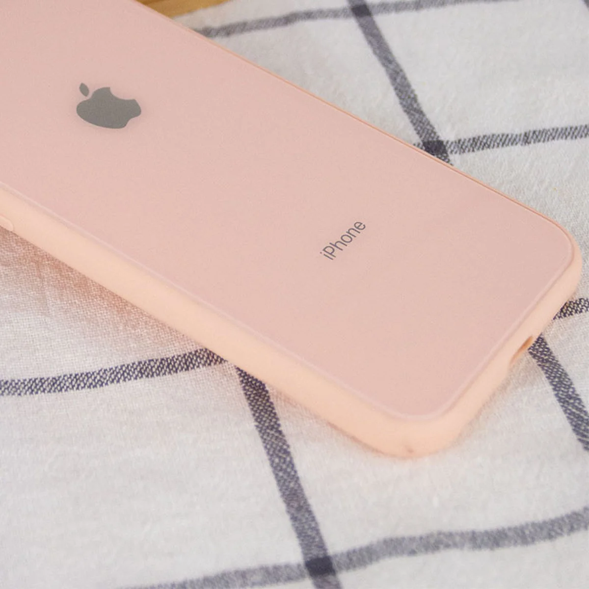 TPU + Glass чохол GLOSSY Logo (opp) для Apple iPhone 7 plus / 8 plus (5.5 ") Персиковий