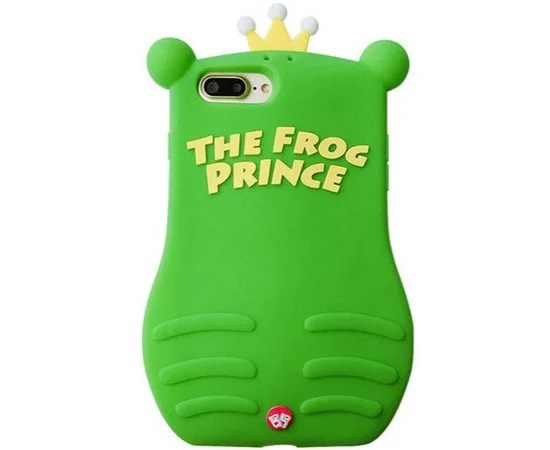 Фактурный силиконовый чехол Funny ART 3D с игрушкой для Apple iPhone 7 plus / 8 plus (5.5") Лягушка зеленая