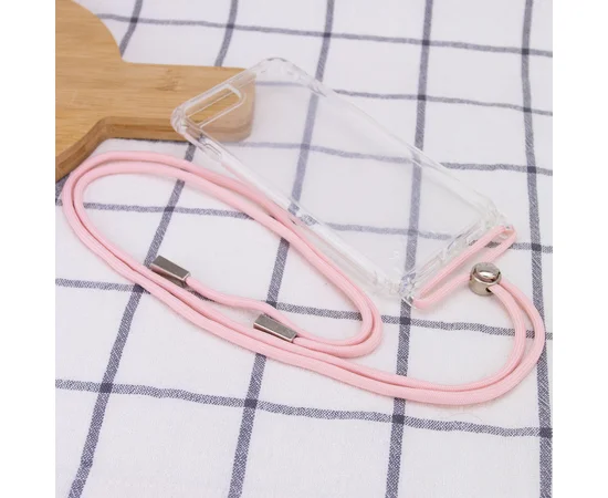 Чехол TPU Crossbody Transparent для Apple iPhone 7 plus / 8 plus (5.5") Пудровый