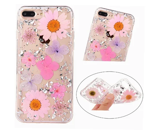 TPU чехол "Flowers and tinsel " для Apple iPhone 7 plus / 8 plus (5.5") Маргаритки нежно розовые