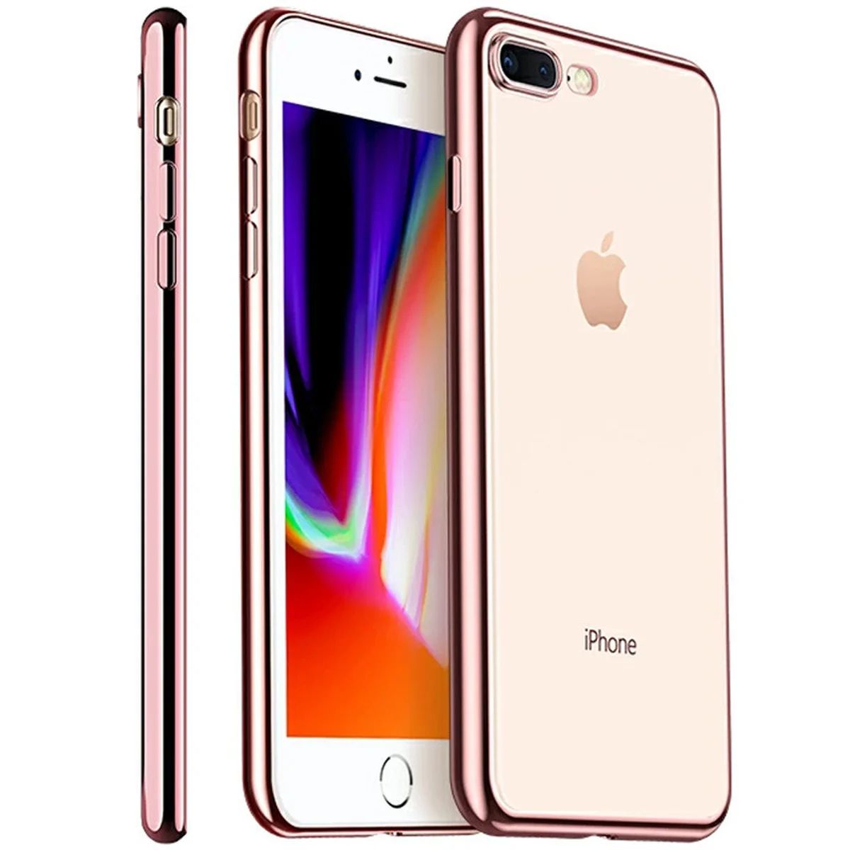 Прозрачный силиконовый чехол с глянцевой окантовкой Full Camera для Apple iPhone 7 plus/8 plus (5.5) Rose Gold