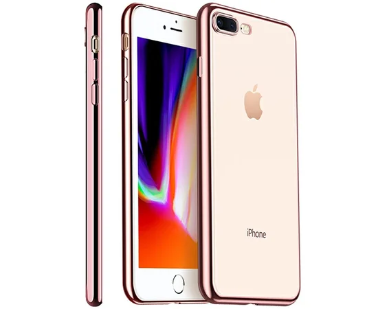 Прозрачный силиконовый чехол с глянцевой окантовкой Full Camera для Apple iPhone 7 plus/8 plus (5.5) Rose Gold