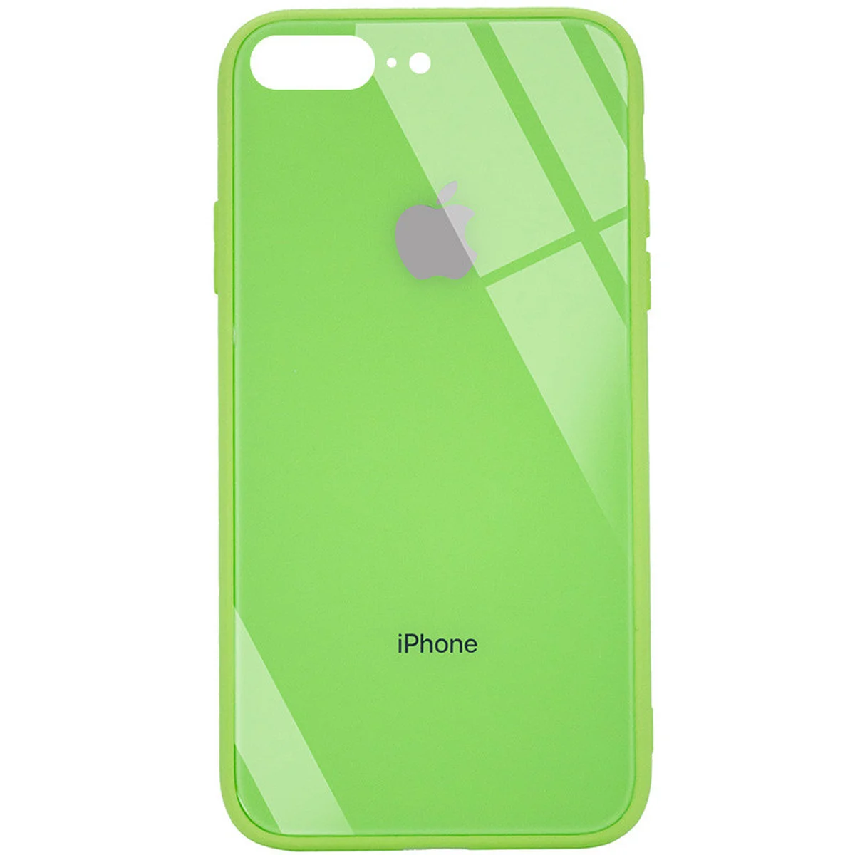 TPU+Glass чехол GLOSSY Logo (opp) для Apple iPhone 7 plus / 8 plus (5.5") Салатовый