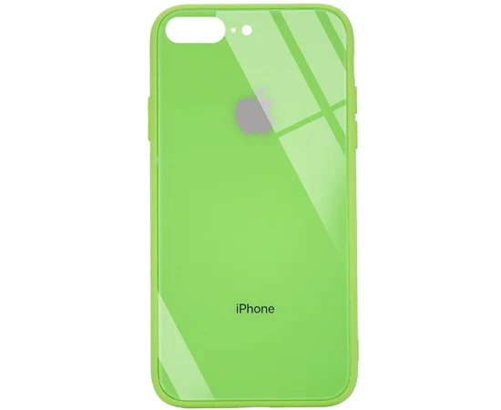 TPU+Glass чехол GLOSSY Logo (opp) для Apple iPhone 7 plus / 8 plus (5.5") Салатовый