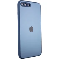 TPU+Glass чехол Matte Candy Full camera для Apple iPhone 7 plus / 8 plus (5.5") Синий