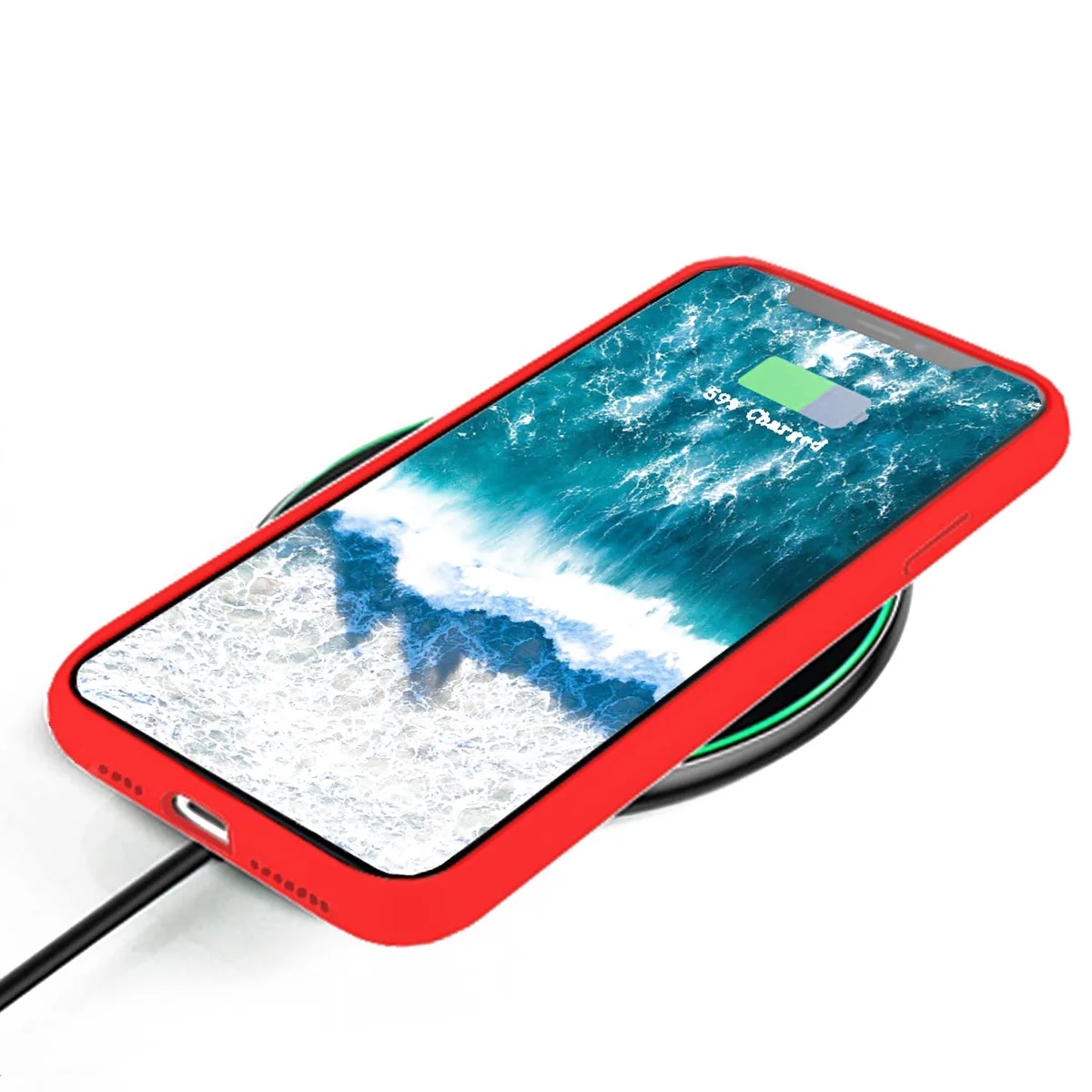 Чехол Silicone case (A) (с закрытым низом) для Apple iPhone 7 plus / 8 plus (5.5") Красный / Red