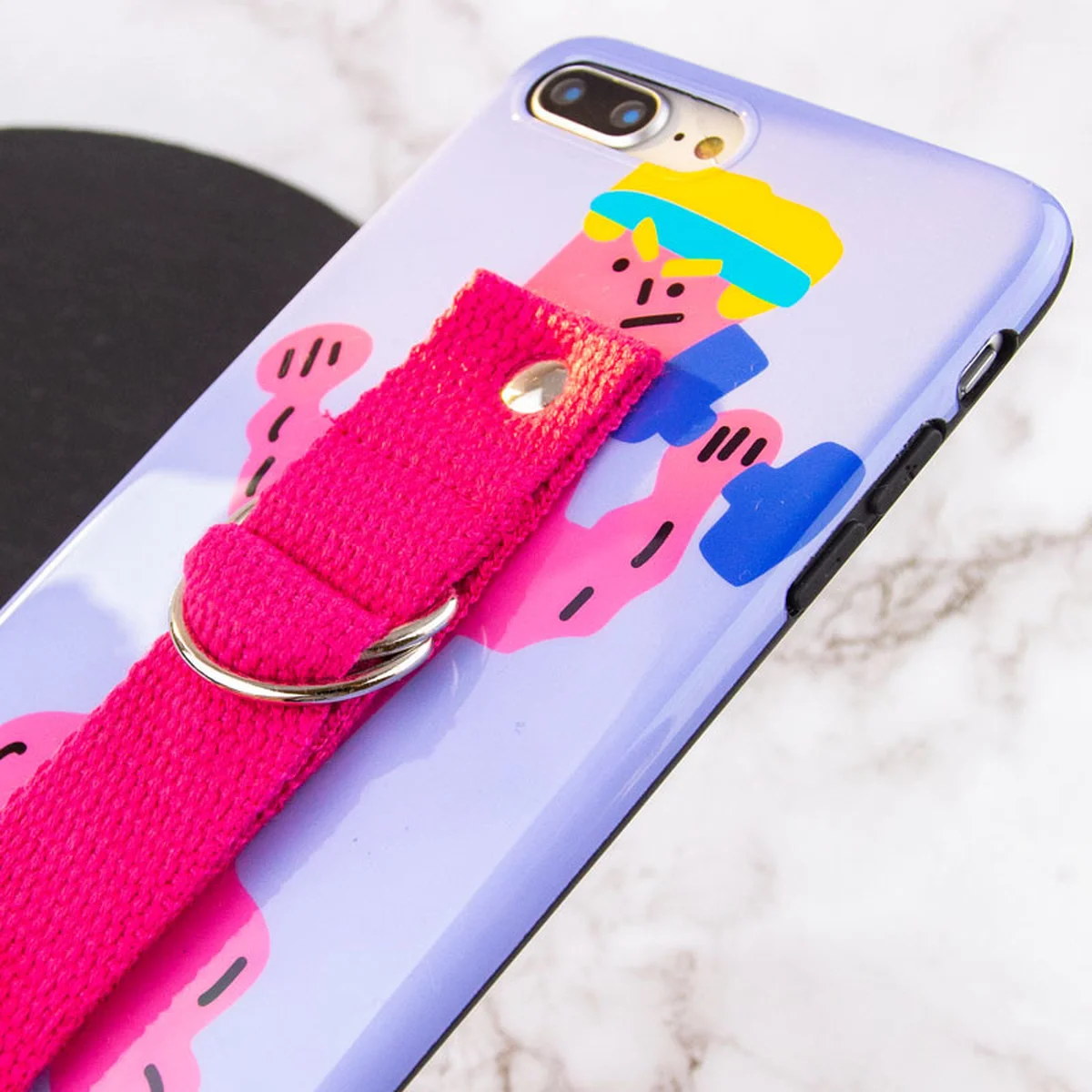 Чехол Funny Holder с цветным ремешком для Apple iPhone 7 plus / 8 plus (5.5") Фиолетовый / Малиновый