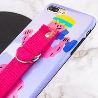 Чехол Funny Holder с цветным ремешком для Apple iPhone 7 plus / 8 plus (5.5") Фиолетовый / Малиновый