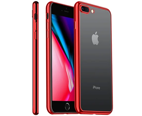 Прозрачный силиконовый чехол с глянцевой окантовкой Full Camera для Apple iPhone 7 plus/8 plus (5.5) Красный