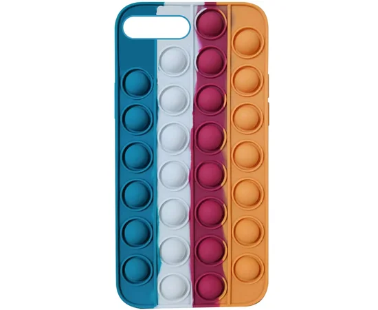 Силиконовый 3D чехол-антистресс Pop it Bubble для Apple iPhone 7 plus / 8 plus (5.5") Cosmos blue / Orange