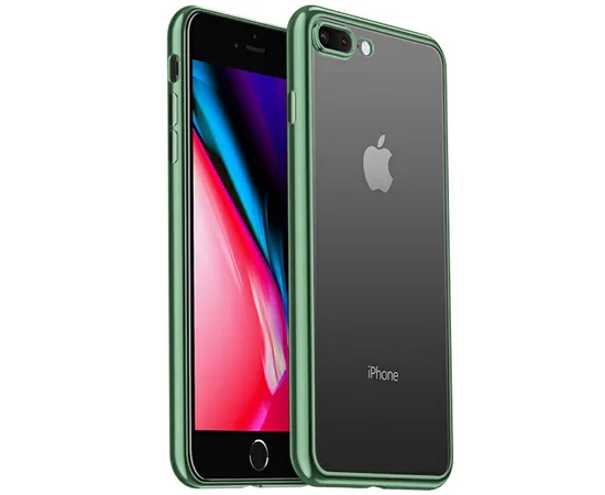 Прозрачный силиконовый чехол с глянцевой окантовкой Full Camera для Apple iPhone 7 plus/8 plus (5.5) Темно-зеленый