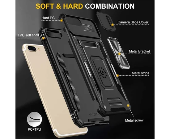 Удароміцний чохол Camshield Army Ring для Apple iPhone 7 plus / 8 plus (5.5") Чорний / Black