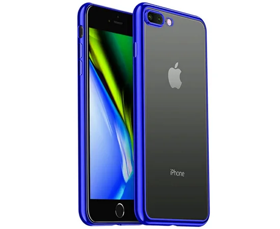Прозрачный силиконовый чехол с глянцевой окантовкой Full Camera для Apple iPhone 7 plus/8 plus (5.5) Синий