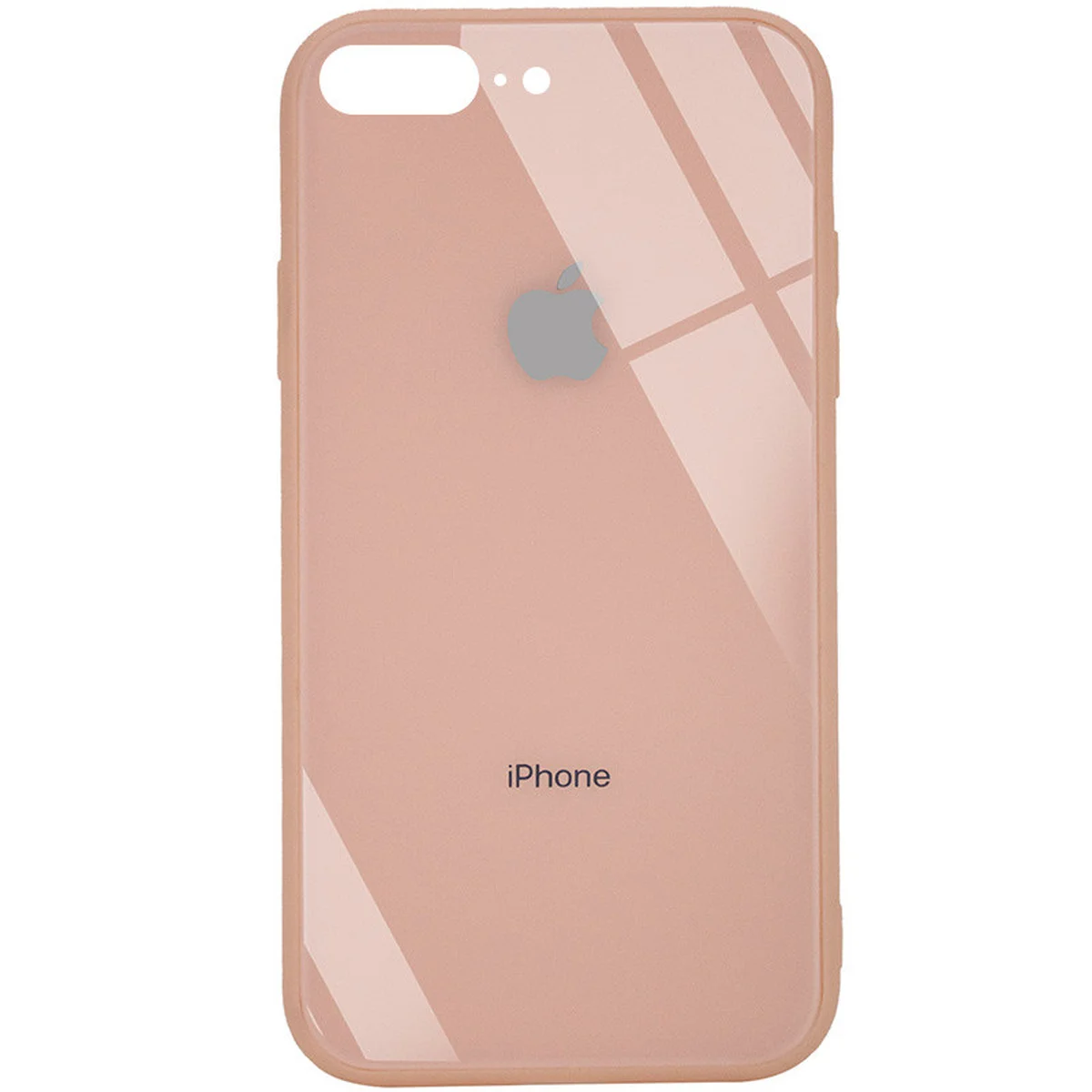 TPU + Glass чохол GLOSSY Logo (opp) для Apple iPhone 7 plus / 8 plus (5.5 ") Персиковий