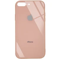 TPU + Glass чохол GLOSSY Logo (opp) для Apple iPhone 7 plus / 8 plus (5.5 ") Персиковий