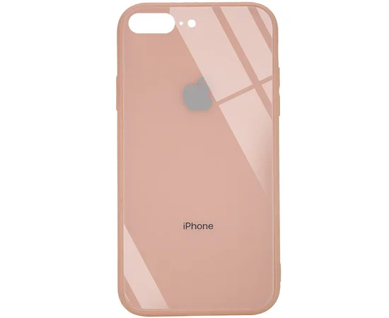TPU+Glass чехол GLOSSY Logo (opp) для Apple iPhone 7 plus / 8 plus (5.5") Персиковый