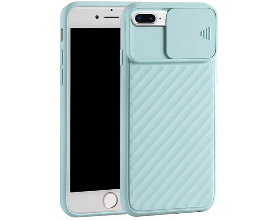 Чехол Camshield TPU со шторкой защищающей камеру для Apple iPhone 6 plus / 7 plus / 8 plus (5.5") Бирюзовый