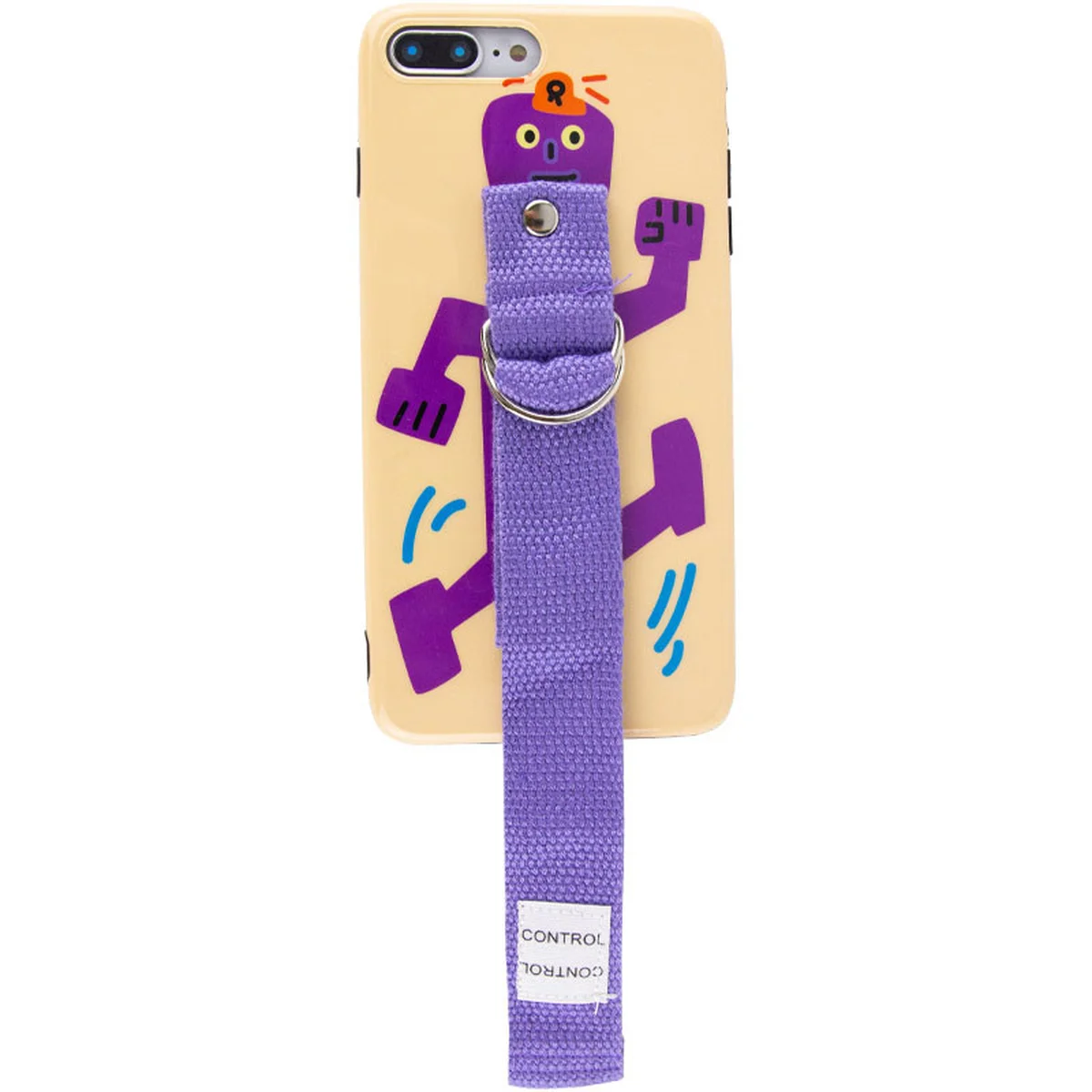 Чехол Funny Holder с цветным ремешком для Apple iPhone 7 plus / 8 plus (5.5") Желтый / Фиолетовый