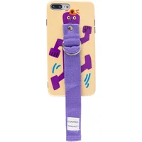 Чехол Funny Holder с цветным ремешком для Apple iPhone 7 plus / 8 plus (5.5") Желтый / Фиолетовый