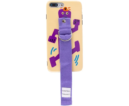 Чехол Funny Holder с цветным ремешком для Apple iPhone 7 plus / 8 plus (5.5") Желтый / Фиолетовый