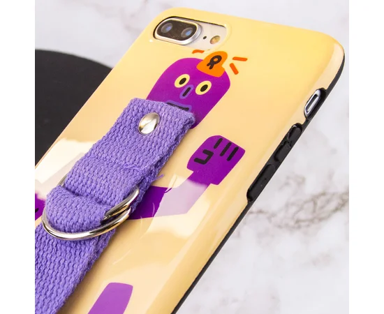 Чехол Funny Holder с цветным ремешком для Apple iPhone 7 plus / 8 plus (5.5") Желтый / Фиолетовый