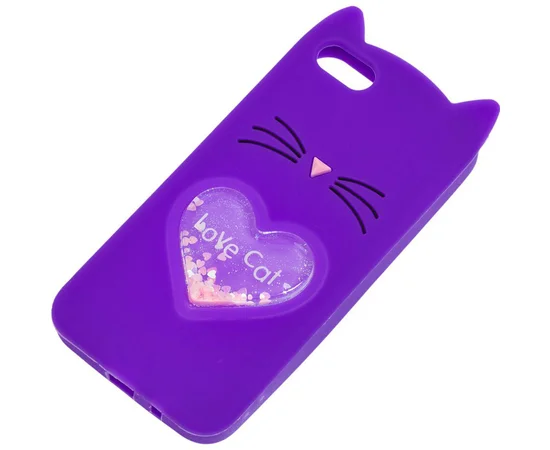 Силиконовый чехол Love Cat 3D для Apple iPhone 7 plus / 8 plus (5.5") Фиолетовый