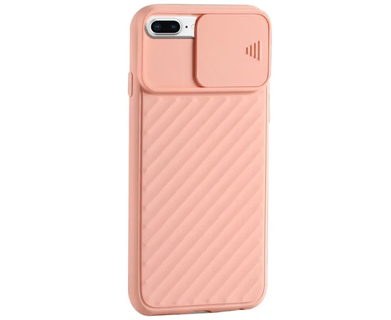 Чехол Camshield TPU со шторкой защищающей камеру для Apple iPhone 6 plus / 7 plus / 8 plus (5.5") Розовый / Pink Sand