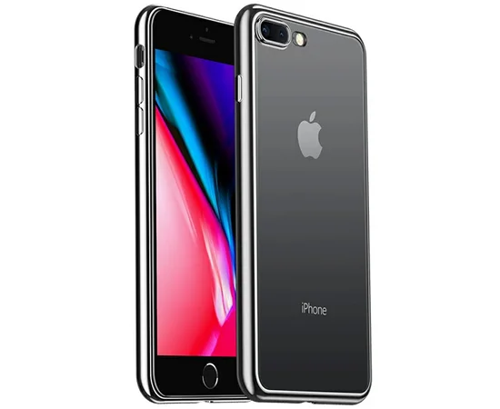 Прозрачный силиконовый чехол с глянцевой окантовкой Full Camera для Apple iPhone 7 plus/8 plus (5.5) Черный