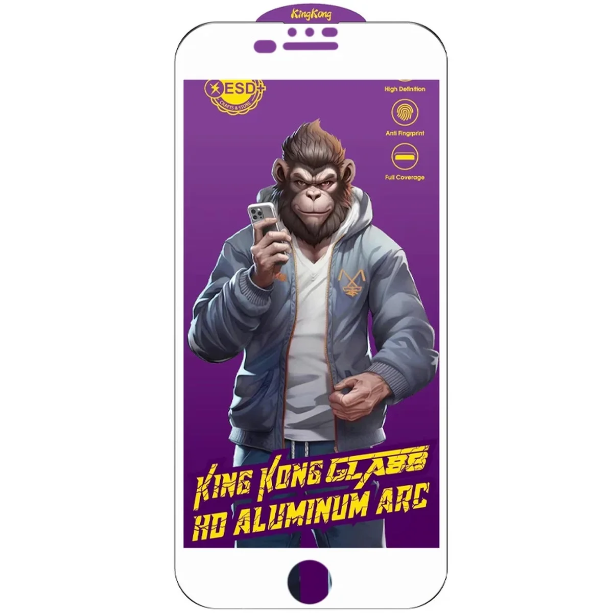 Захисне скло 5D Anti-static Purple (тех.пак) Apple iPhone 7 plus / 8 plus (5.5") Білий