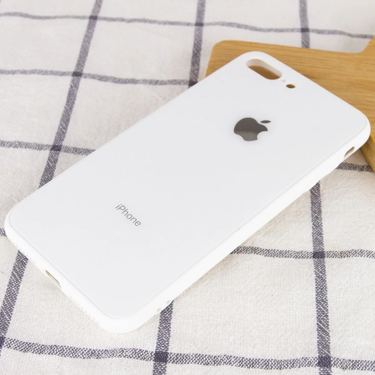 TPU + Glass чохол GLOSSY Logo Full camera для Apple iPhone 7 plus / 8 plus (5.5 ") Білий