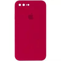 Чехол Silicone Case Square Full Camera Protective (AA) для Apple iPhone 7 plus / 8 plus (5.5") Красный / Rose Red
