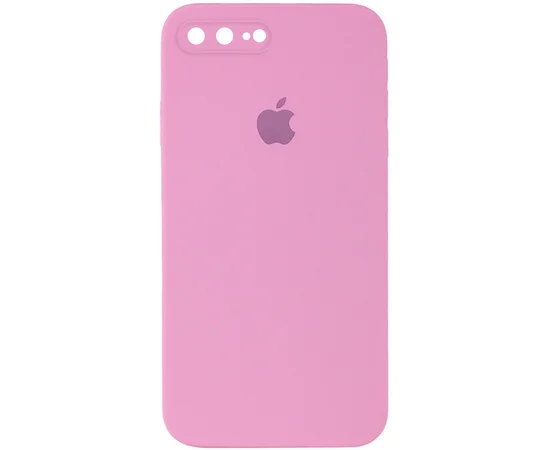 Чехол Silicone Case Square Full Camera Protective (AA) для Apple iPhone 7 plus / 8 plus (5.5") Розовый / Light pink