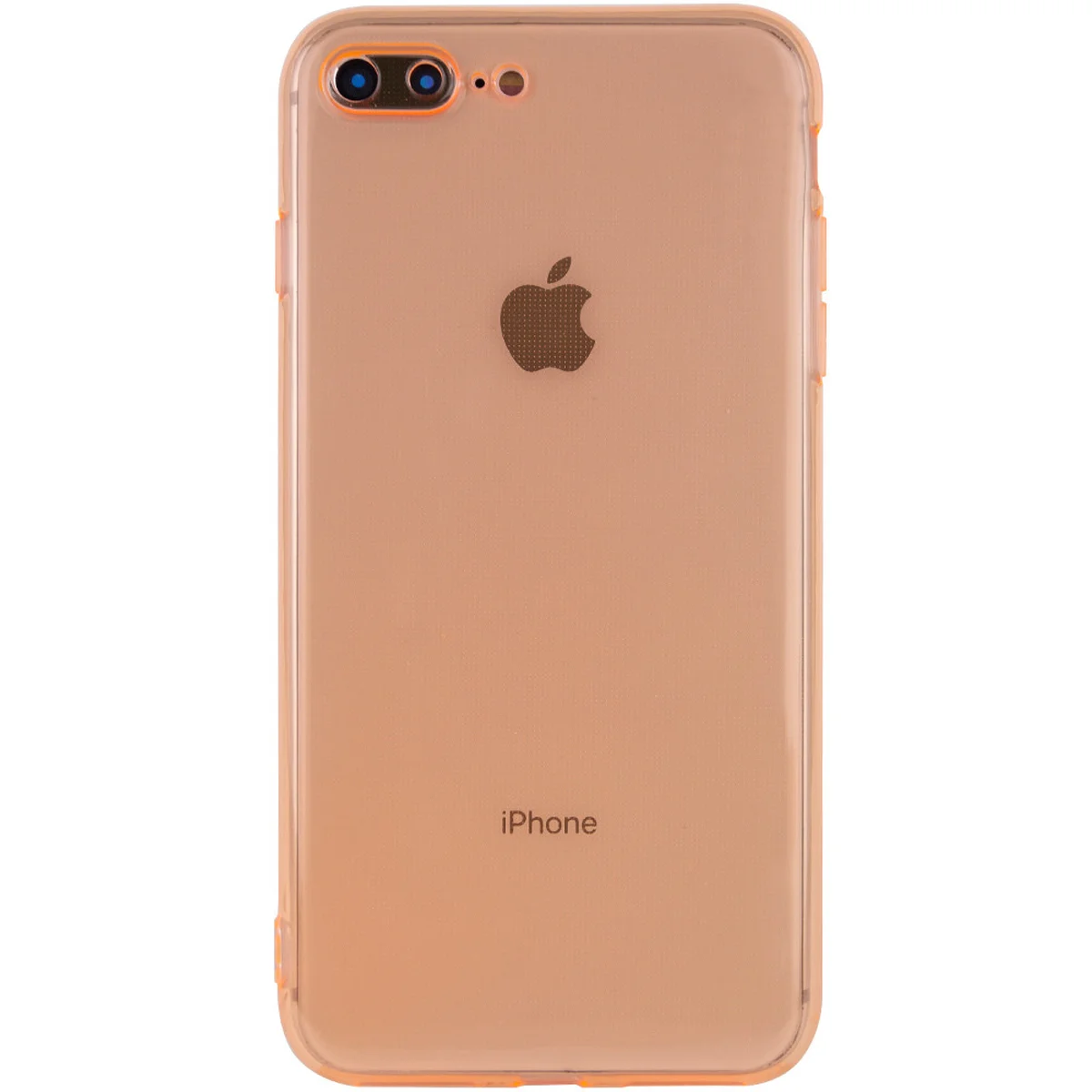 Матовый полупрозрачный TPU чехол с защитой камеры для Apple iPhone 7 plus / 8 plus (5.5") Оранжевый / Orange