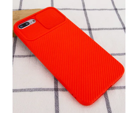 Чохол Camshield Square TPU зі шторкою для камери для Apple iPhone 7 plus / 8 plus (5.5 ") Червоний