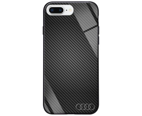 TPU+Glass чехол ForFun для Apple iPhone 7 plus / 8 plus (5.5") Черный Карбон/Ауди