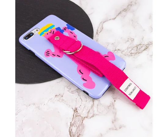 Чохол Funny Holder з кольоровим ремінцем для Apple iPhone 7 plus / 8 plus (5.5") Фіолетовий / Малиновий