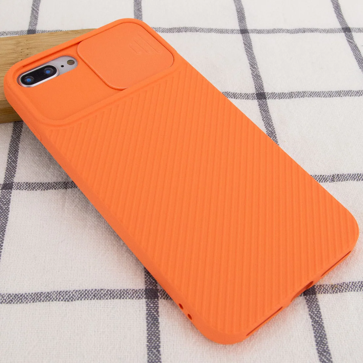 Чехол Camshield Square TPU со шторкой для камеры для Apple iPhone 7 plus / 8 plus (5.5") Оранжевый