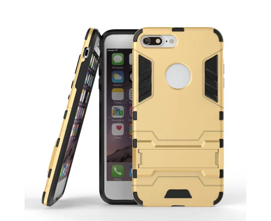 Ударопрочный чехол-подставка Transformer для iPhone 7 plus / 8 plus (5.5") мощной защитой корпуса Золотой / Champagne Gold