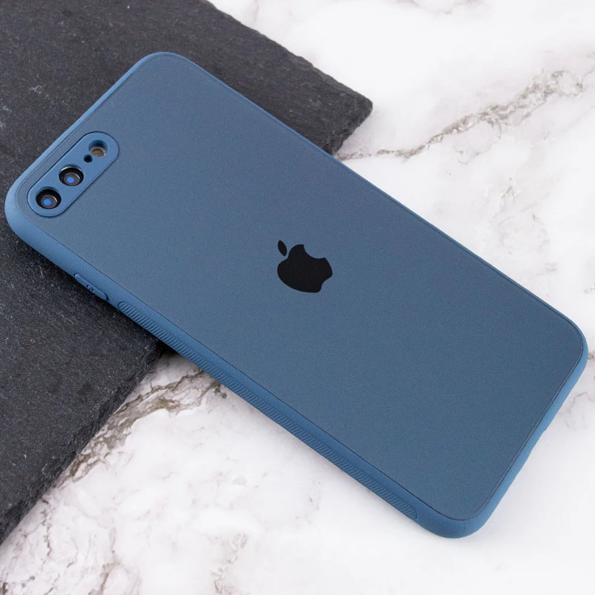 TPU+Glass чохол Matte Candy Full camera для Apple iPhone 7 plus / 8 plus (5.5") Синій